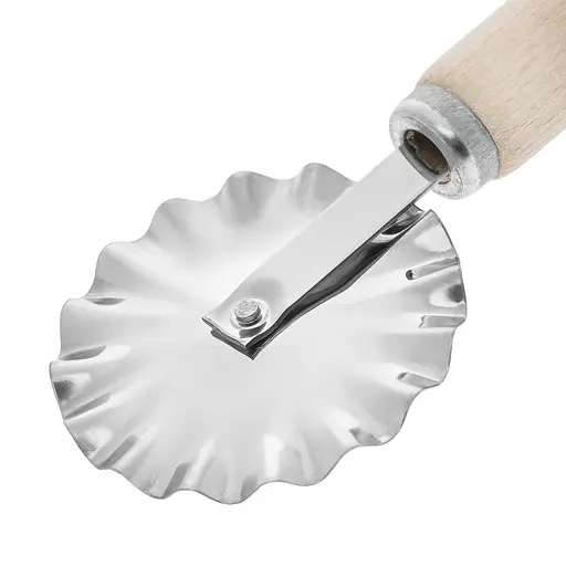 Ніж ролик фігурний зубчастий для тіста та вирізування чебуреків з дерев'яною ручкою Ø63х175 мм, Kitchette 85669 - фото 7