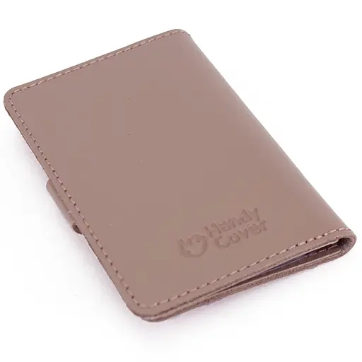 Обложка на документы кожаная на кнопке HC0035 нюдовая - фото 4