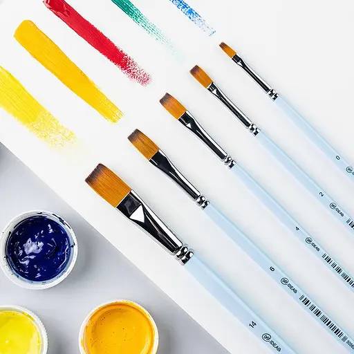 Набір пензлів Синтетика плоска закруглена, довга ручка (9 шт), 6604ESSET - фото 4