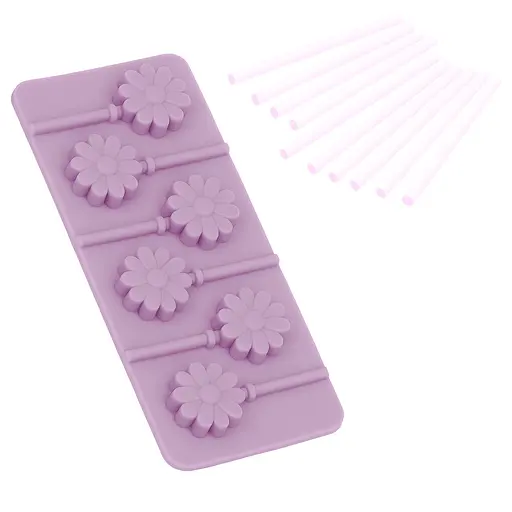 Силиконовая форма для леденцов и конфет на палочке "Цветок", Kitchen Master Розовый 87397 - фото 6
