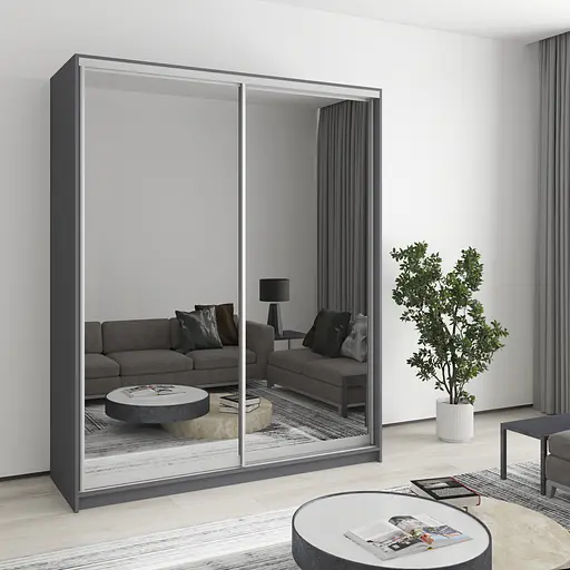 Шафа-купе дводверна MebelStar Стандарт AL 2 Дзеркала 170x60x210 см Антрацит (MBS-2529)