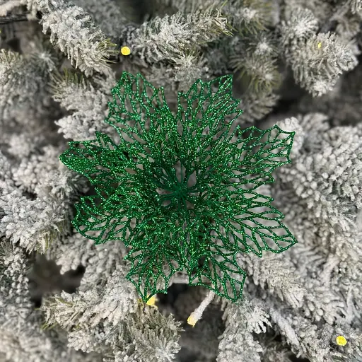 Ялинкова іграшка MIS LT Квітка Різдвяник павутинка-2 17х17х4 см зелений - фото 2