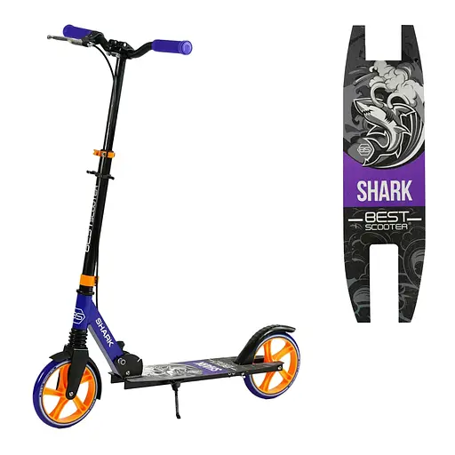 Самокат Best Scooter 77-99.5х53х15 см Черно-фиолетовый 000283554 - фото 2