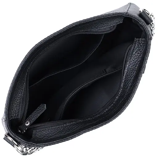 Сумка женская багет Shvigel с цепочкой и съемным ремешком из зернистой натуральной кожи 26.5х15х5.5 см sum0027034 - фото 7