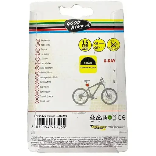 Фонарик мигалка светодиодный Good Bike X-Ray 15 LED красный свет 2 режима (94326-IS) - фото 7