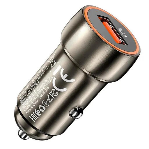 Адаптер автомобильный HOCO Blue shield single port car charger Z46 азу коричневое - фото 6