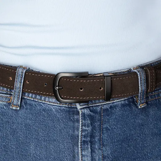 Ремень женский замшевый JK-3049 коричневый с темной пряжкой (115 см) - фото 5