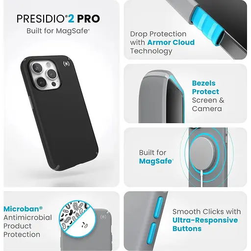 Оригінальний протиударний чохол Speck Presidio2 Pro MagSafe для Iphone 15 Pro (6.1") Black 150564-3205 - фото 6