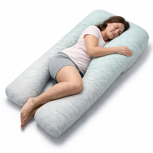 Подушка ортопедическая для сна и отдыха Bluyellow U-образная с наволочкой на молнии, гипоаллергенная 140 х 75 х 20 см (8000036386) - фото 1