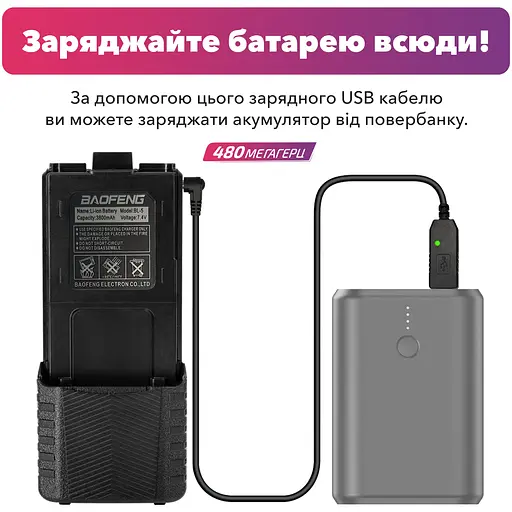 Комплект для рації Baofeng Fullhouse Bat BL5-3800 Black (8153) - фото 3