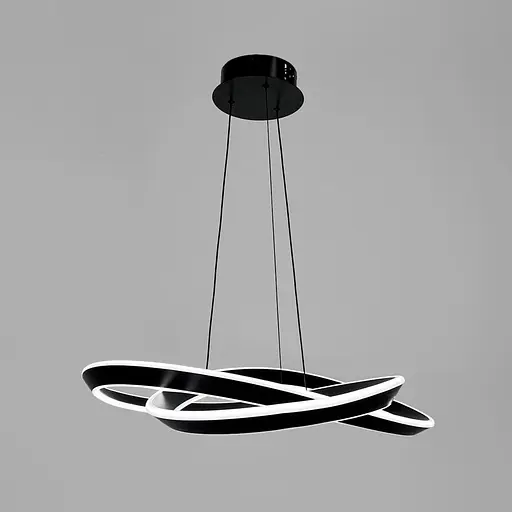 Підвісна кільцева люстра в переплетеному чорному корпусі 63х20 см | Line F | Арт. MJ319-600 BK - фото 4