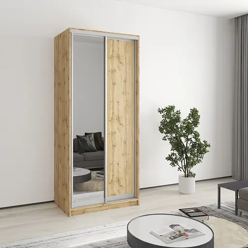 Шафа-купе дводверна MebelStar Стандарт AL ДСП/Дзеркало 90x60x210 см Дуб тахо (MBS-3467)