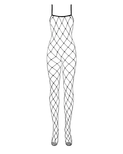 Бодістокінг з великим вічком і відкритими грудьми Obsessive Bodystocking N102 чорний комбінезо S/M/L - фото 3