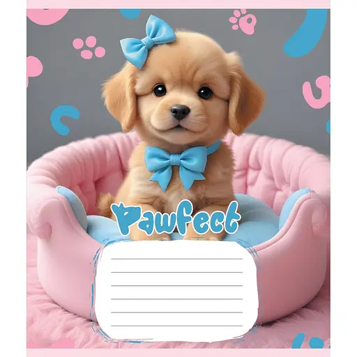 Зошит учнівський "Цуценята" Leader 012-510126C-2 в косу лінію, 12 аркушів - фото 1