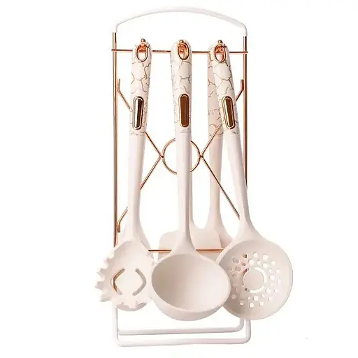 Набір кухонного приладдя 6 штук на підставці, білий мармур TS Kitchen YRUR3 - фото 2