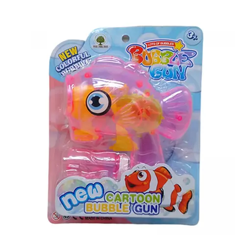 Пистолет с мыльными пузырями Рыбка, механический, с мыльным раствором, со световыми эффектами