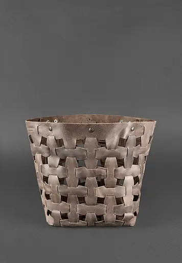 Шкіряна плетена жіноча сумка Пазл L темно-коричнева Crazy Horse - фото 3