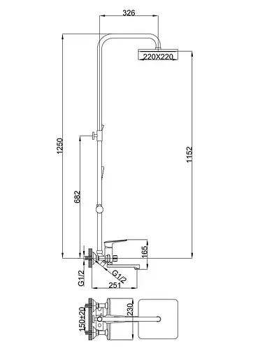 Душова система Frap F2449, поворотний вилив - перемикач на лійку, 3 режими, білий/хром - фото 8
