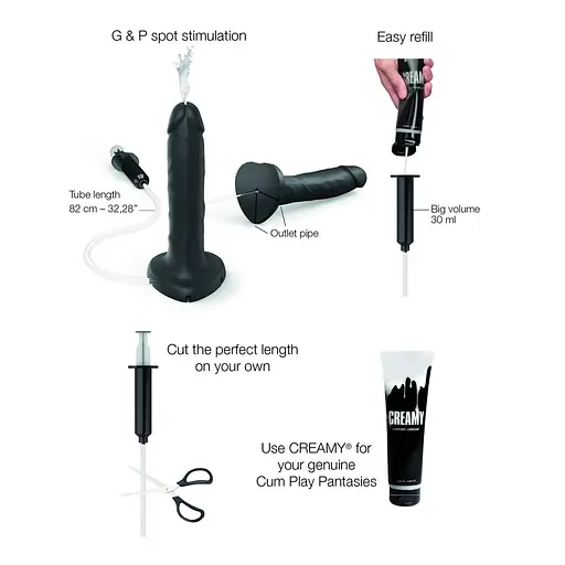 Кончающий фаллоимитатор Strap-On-Me SQUIRTING CUM DILDO REALISTIC Black L - фото 2