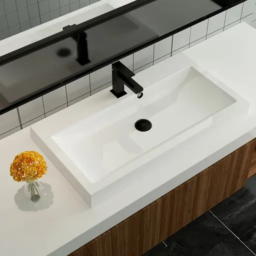 Раковина глянцева врізна Amidicon Lagune Slim 80 792x425 з литого каменю LAGUNE SLIM_80_HL, Білий - фото 7