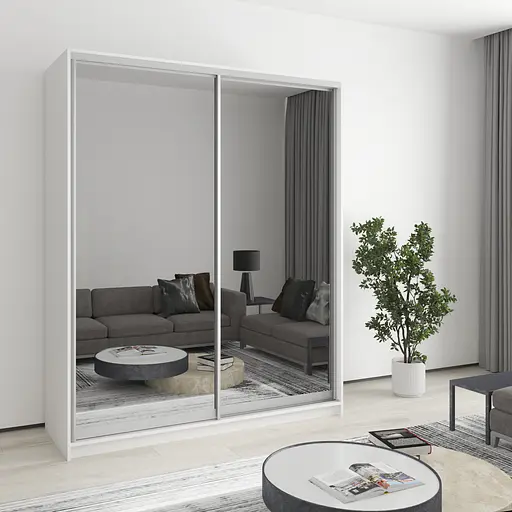 Шафа-купе дводверна MebelStar Стандарт AL 2 Дзеркала 170x60x210 см Аляска білий (MBS-2520)