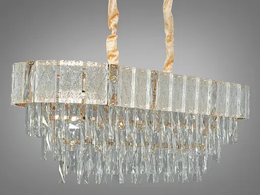 Ефектна кришталева люстра підвіс овальної форми,10 ламп, золото - фото 4