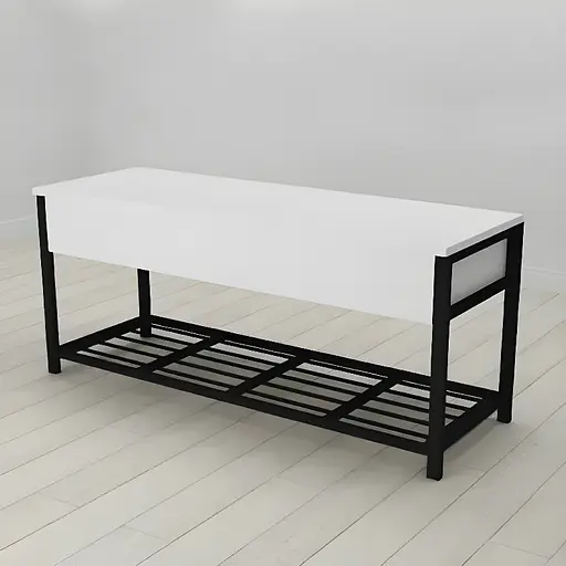 Банкетка з ящиком Ferrum-decor Дрейк 2 550x1200x400 метал Чорний ДСП Білий 16 мм (FRD-103066)