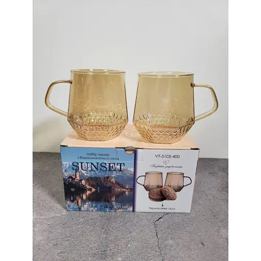 Набор чашек Vittora Sunset из боросиликатного стекла 2 шт. 400 мл (135077) - фото 4