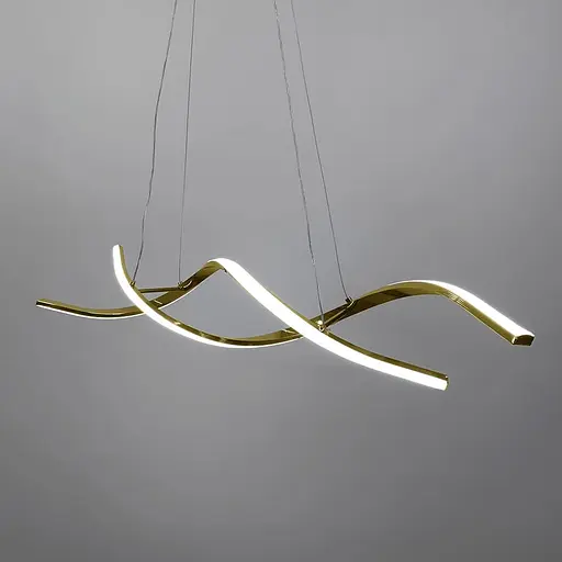 Видовжена хвилеподібна люстра у золотому корпусі довжиною 100 см | Арт. H 18L-1000 GD | Line F - фото 3