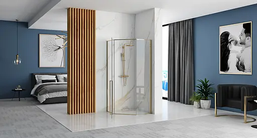 Душова кабіна Rea Diamond 100x100 gold REA-K6616, Золотий, Універсальна, прозорий - фото 4