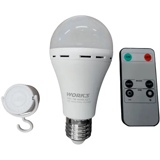 Светодиодная лампа с аккумулятором Works ELR60-7W A60, 3.7V 1800MAH (142572) - фото 3