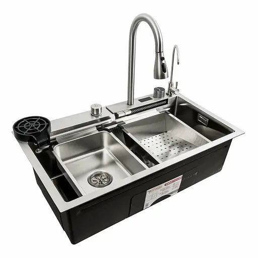 Кухонна мийка 75x45G сатин Platinum Handmade Водоспад повна комплектація, Satin - фото 8