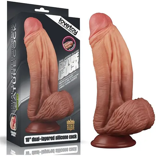 Фалоімітатор LoveToy Dual layered Platinum Silicone 24.5 см тілесний