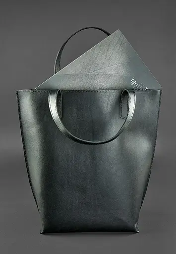 Шкіряна жіноча сумка шоппер D.D. чорна - фото 3