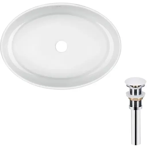 Умивальник Qtap Kolibri накладний овальний 500x360x140 мм White + донний клапан PU02, Білий - фото 1