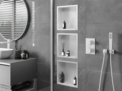 Полка в ванную Nett YW-29, встроенная металлическая 30 см белая - фото 3