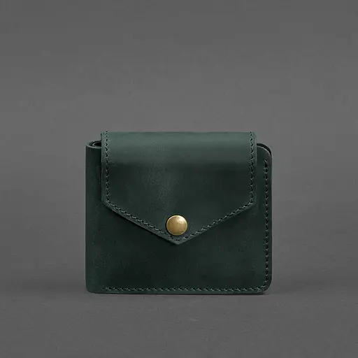 Шкіряне портмоне 4.2 на кнопці зелене Crazy Horse - фото 6