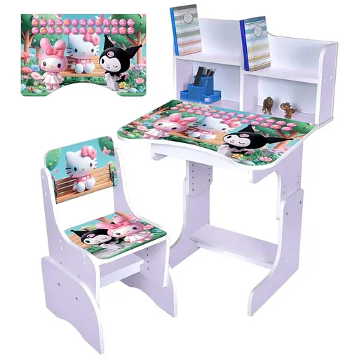 Дитяча парта Bambi N 2071-19B-6 Hello Kitty з англ. абеткою та стільчиком лаванда