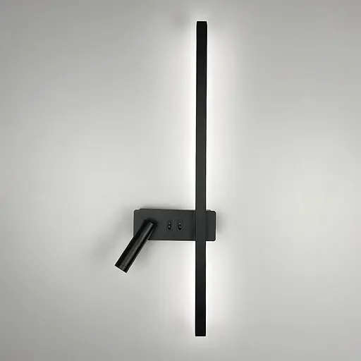 Чорне лінійне бра 65 см зі спотом зліва та 2-ма вимикачами Арт. WB 121/600 L BK Line F - фото 6