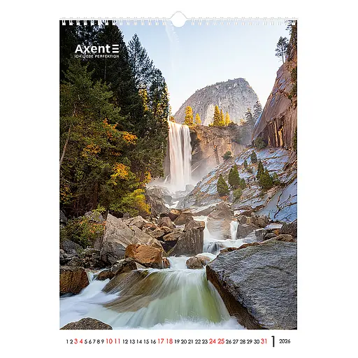 Календар настінний Axent А3 Waterfalls 2026 рік (8804-26-2-A) - фото 2