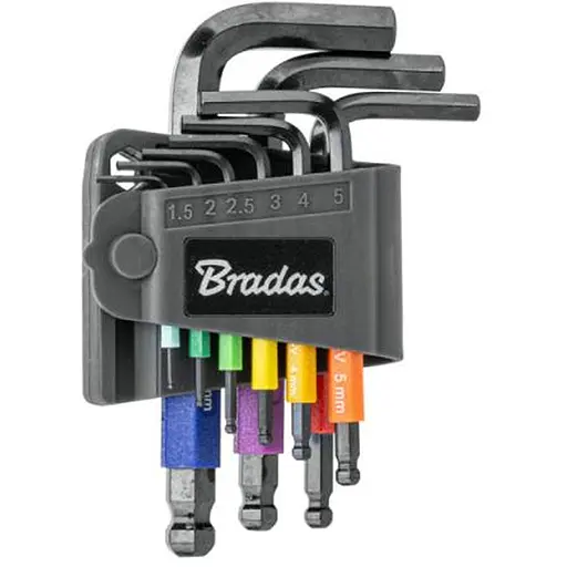 Набір шестигранних ключів Bradas з кульковим наконечником HX 1,5-10 мм 9 шт короткі (DIY-HKB71-SH/B) - фото 1