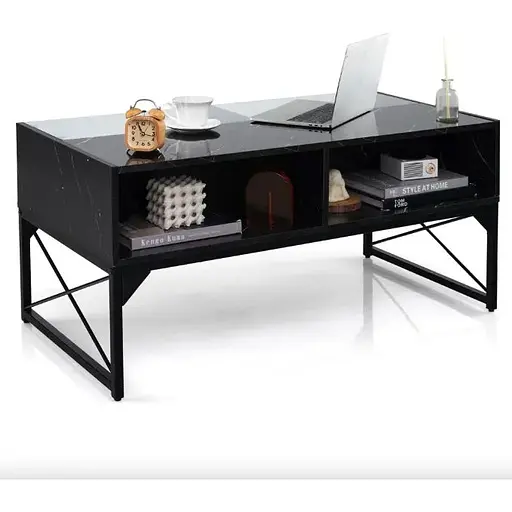 Журнальный стол Costway Moderne с подсветкой черный - фото 7