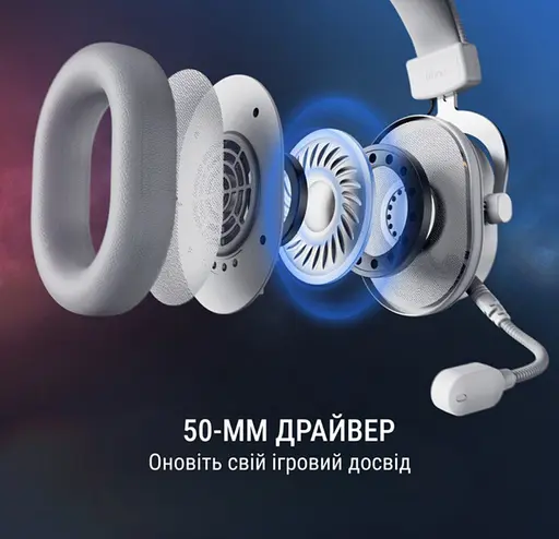 Игровые наушники с микрофоном Fifine H-6W RGB USB 7.1 White - фото 6