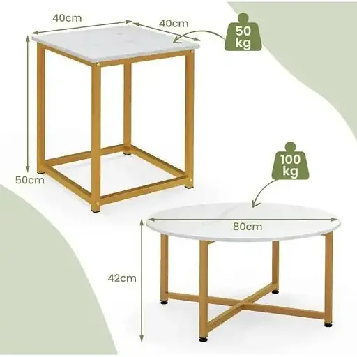 Комплект журнальних столиків Costway Lumen 3 штуки - фото 4