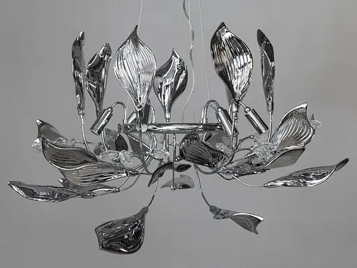 Гармоничная подвесная фарфоровая люстра для кухни, 6 ламп, хром. - фото 3