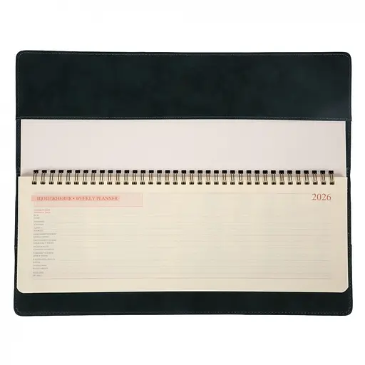 Планинг еженедельник настольный 34 х 13 см Leo Planner датированный 2026 Case темный изумруд 128 страниц (252678) - фото 4