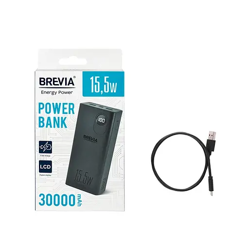 Зовнішній акумулятор Brevia 30000mAh 15.5 W (45315) портативна універсальна батарея - фото 4