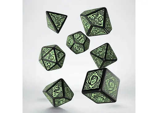 Набор кубиков Celtic 3D Revised Black & green Dice Set , 7 шт. (SCER21) - фото 2