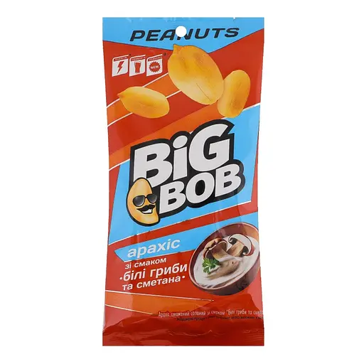 Арахис Big Bob Белые грибы и сметана жареный соленый 60 г