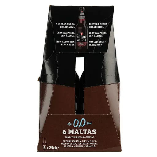 Упаковка пива Estrella Galicia 6 Maltas безалкогольне темне 0% 1.5 л (0.25 л x 6 шт.) - фото 4